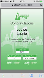 Chester 10K finishing time